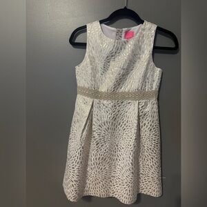 Lilly Pulitzer Silver and Cream Sleeveless A-line Dress